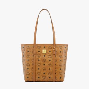 MCM Small Toni Shopper Tote In Visetos Brown
