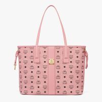 MCM Medium Liz Shopper Tote In Visetos Canvas Light Pink