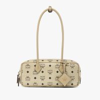 MCM Small Aren East/West Shoulder Bag in Visetos Beige