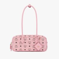 MCM Small Aren East/West Shoulder Bag in Visetos Light Pink