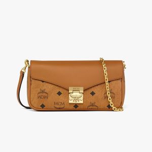 MCM Mini Tracy Shoulder Bag in Mix Visetos Brown