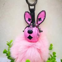 MCM Rabbit Charm with Fox Fur In Visetos Pink