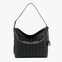 MCM Large Aren Hobo In Visetos Black