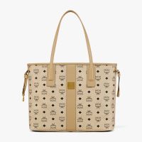 MCM Medium Liz Shopper Tote In Visetos Canvas Beige