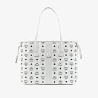 MCM Medium Reversible Liz Shopper Tote In Monogram Visetos White