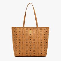 MCM Medium Toni Shopper Tote In Visetos Brown