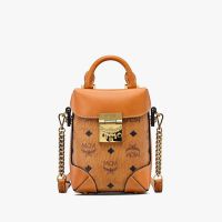 MCM Mini Berlin Crossbody In Visetos Brown