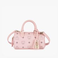 MCM Mini Ella Boston Bag In Visetos Cherry