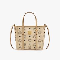 MCM Mini Toni Shopper Tote In Visetos Beige