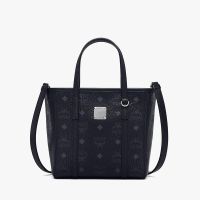 MCM Mini Toni Shopper Tote In Visetos Black
