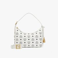 MCM Small Aren Hobo In Visetos White