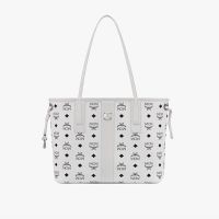 MCM Small Reversible Liz Shopper Tote In Monogram Visetos White