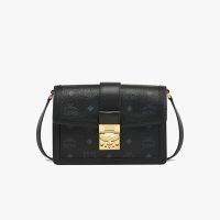MCM Small Tracy Shoulder Bag In Visetos Black