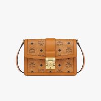 MCM Small Tracy Shoulder Bag In Visetos Brown