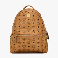 MCM Small/Medium Stark Side Studs Backpack In Visetos Brown